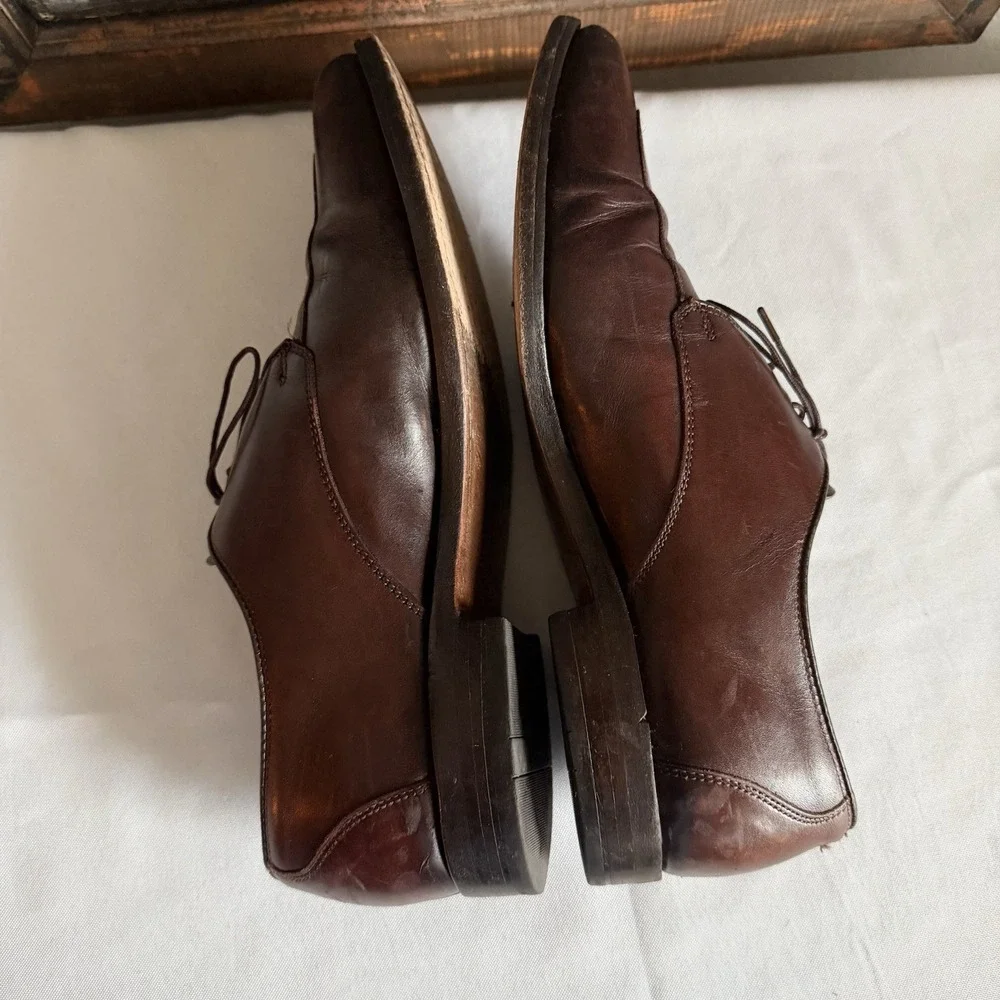 Allen Edmonds Burton Oxford‎ Mens Sz 9.5 D Brown Made In USA Leather Dress Shoes